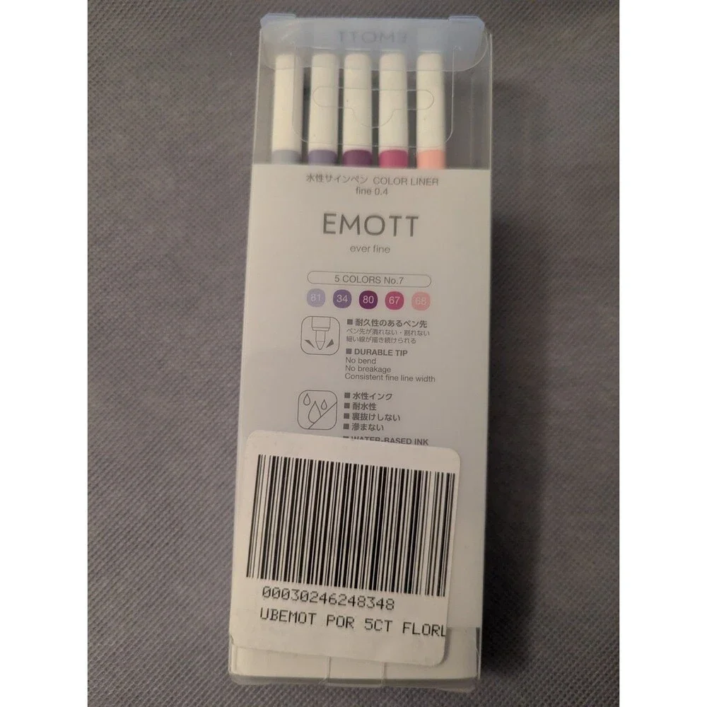 Uni Uniball Emott Ever Fine No. 7 Set Water-based Pen 5 Colors Set New